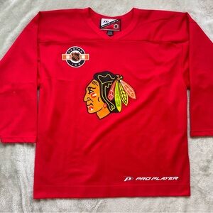 Vintage Chicago Blackhawks Men’s Pro Player Red Hockey Jersey with Team Emblem